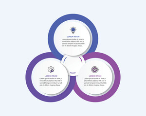 Wall Mural - 3 steps infographic template with 3 options. Flowchart that can be used for business report, data visualization and presentation. Timeline infographic elements vector illustration.