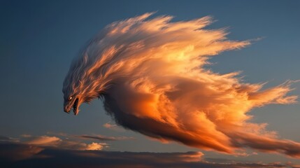 Wall Mural - a cloud formation resembling a dragon drifting across a twilight sky