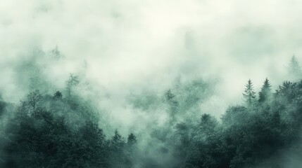 Poster - A cloudy green gradient background with a soft, misty appearance, resembling a foggy forest morning.