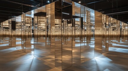 Poster - A conceptual art installation featuring mirrors reflecting an infinite space