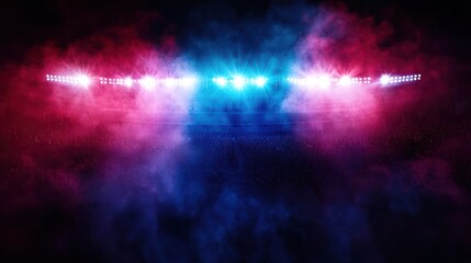 Canvas Print - Stadium lights, smoke, crowd,  night performance