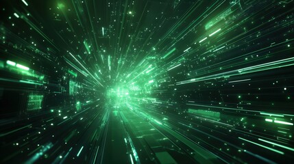 Poster - A cyberpunk-inspired green gradient background with digital light streaks and a futuristic glow.