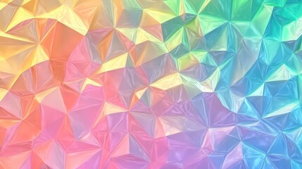 Poster - Iridescent Faceted Surface with Playful Pastel Colors and Geometric Shimmers