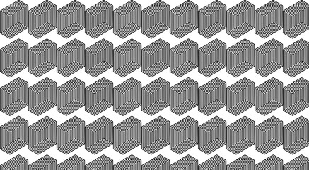 Poster - Mesmerizing geometric pattern with hexagonal shapes creates a captivating optical illusion, forming a seamless background ideal for design projects