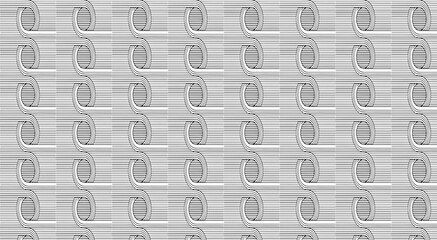Poster - Abstract geometric pattern featuring interlocking rings and parallel lines generating mesmerizing depth with seamless visual complexity
