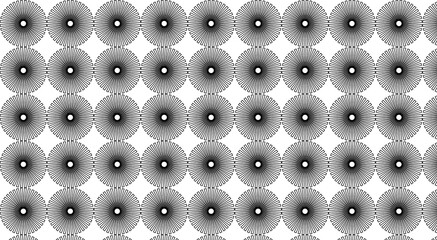 Poster - Geometric pattern creating mesmerizing circular design, radiating intricate symmetrical shapes from central point on pristine white surface