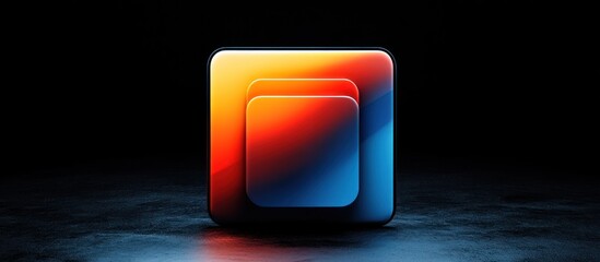 Poster - Abstract square gradient layers composition on dark reflective surface