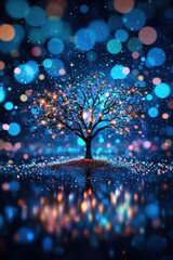 Aufkleber - A celestial Tree of Life wedding where glowing constellations are projected onto trees, ,Tree of Life Wedding Themes