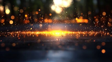 Canvas Print - Forest path illuminated by sparks at night