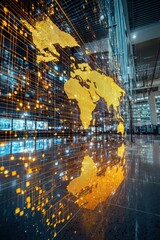 Poster - A luxurious international gold trading floor with virtual reality financial data overlays, ,Gold-backed Money