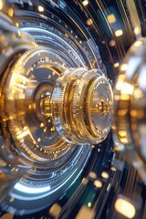 Aufkleber - A sci-fi world where AI-controlled banking is fully integrated with gold-backed reserves, ,Gold-backed Money