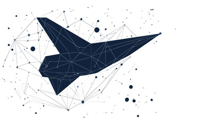 Poster - Abstract Geometric Plane Origami with Starry Backdrop Vector Illustration for Business and Technology Concepts