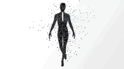 Poster - Low-Poly Vector Illustration of Human Body with Thin Lines and Dots, Polygonal Design, Medical Science Concept Isolated on White Background