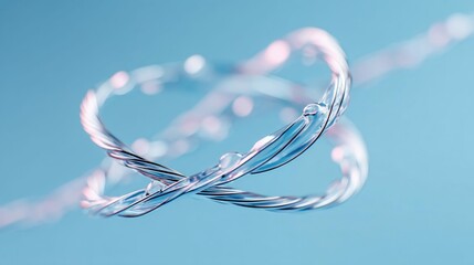 Poster - An abstract composition of intertwined glass strands against a soft, blue backdrop, modern and artistic.