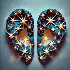 origami ear geometric light patterns