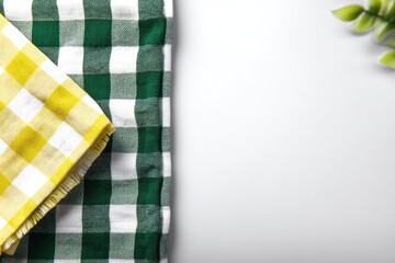 Leinwandbilder - Green and yellow checkered tablecloths