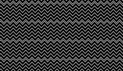 Poster - Simple seamless pattern of white zig zag lines on a black background, ideal for backgrounds, textures, textiles, packaging and more