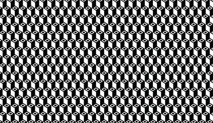 Poster - Geometric black white cubes generating mesmerizing optical illusion pattern