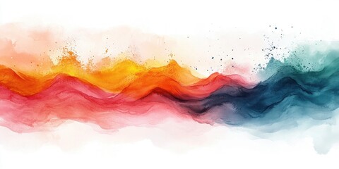 Abstract watercolor flyer template design with vibrant orange pink green blue splashes modern minimal layout clean typography centered composition soft gradient lighting
