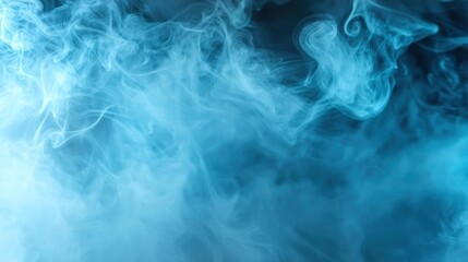 Canvas Print - abstract swirls of vibrant blue smoke on black background