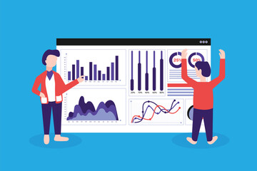 Poster - Businessman working data Analysis web page concept