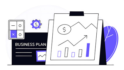 Poster - present business plan isolated cartoon vector illustrations
