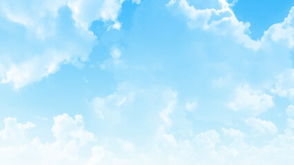 Aufkleber - Clouds in blue sky photo. Very beautiful unusual blue sky with beautiful white clouds. Vector design.