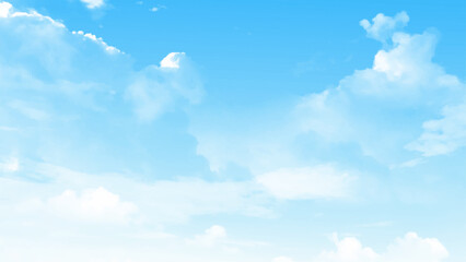 Wall Mural - clouds in blue sky photo. horizontal fluffy clouds against in blue sky image. vector illustration.