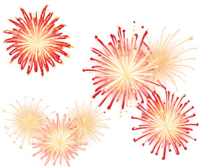 Poster - Spectacular Whimsical Fireworks Display, An AlbedoBase XL Illustration of Vibrant Red and Gold Bursts, Perfect for Celebrations and Festive Occasions