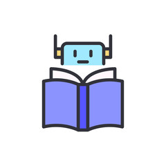 Poster - Reading bot colored icons, minimalist vector illustration ,simple transparent graphic element .Isolated on white background