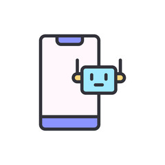 Poster - Smartphone bot colored icons, minimalist vector illustration ,simple transparent graphic element .Isolated on white background