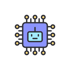 Poster - Bot system colored icons, minimalist vector illustration ,simple transparent graphic element .Isolated on white background