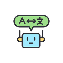 Poster - Bot translator colored icons, minimalist vector illustration ,simple transparent graphic element .Isolated on white background