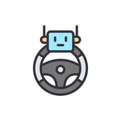 Poster - Driving bot colored icons, minimalist vector illustration ,simple transparent graphic element .Isolated on white background