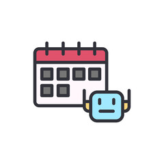 Poster - Scheduling bot colored icons, minimalist vector illustration ,simple transparent graphic element .Isolated on white background