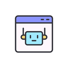 Poster - Online bot colored icons, minimalist vector illustration ,simple transparent graphic element .Isolated on white background