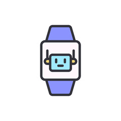 Poster - Smartwatch bot colored icons, minimalist vector illustration ,simple transparent graphic element .Isolated on white background