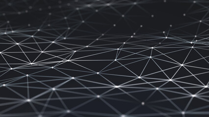 Leinwandbilder - Abstract space with dots and lines. Network structure. Background concept for your design. 3d rendering.