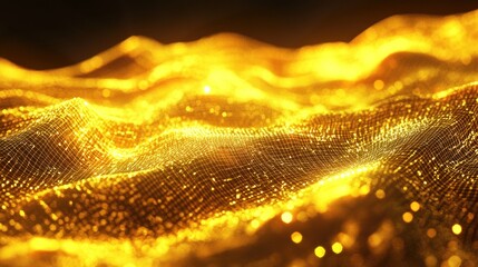 Wall Mural - Gold mesh abstract digital terrain.