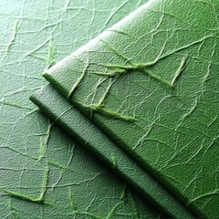 Poster - Close-up of Three Green Leather Notebooks Showing Textured Surface, Grain, and Subtle Lighting for a Craft Aesthetic