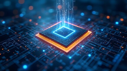 Poster - Visual representation of a microprocessor with data transfer in a digital environment