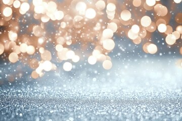 Poster - Elegant Silver and White Bokeh Background with Sparkling Light Effects for Christmas and Holiday Celebrations