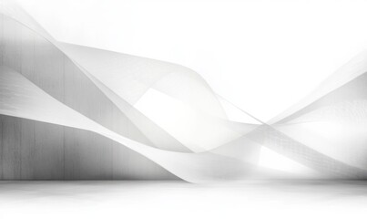 Poster - white and gray geometric abstract background with soft gradients and futuristic light effects high-key minimalist design