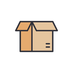 Poster - Box packaging colored icons, minimalist vector illustration ,simple transparent graphic element .Isolated on white background