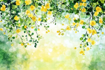 Poster - Invigorating yellow and green watercolor background for vibrant spring projects and creative design needs