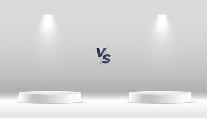 Wall Mural - product comparison versus banner with 3d podium platform and spot light effect
