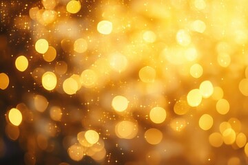 Poster - Luxury golden bokeh lights background with glowing warm tones and soft focus for festive celebration and elegant sparkling decoration