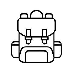 Poster - Outline drawing of a travel backpack for hiking and camping gear equipment vector illustration