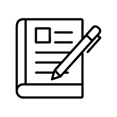 Poster - Book with pen vector icon writing in notebook for education and learning concept outline style