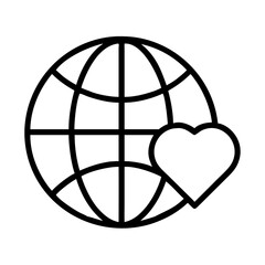 Poster - Global love earth day icon vector illustration world heart connection international care concept